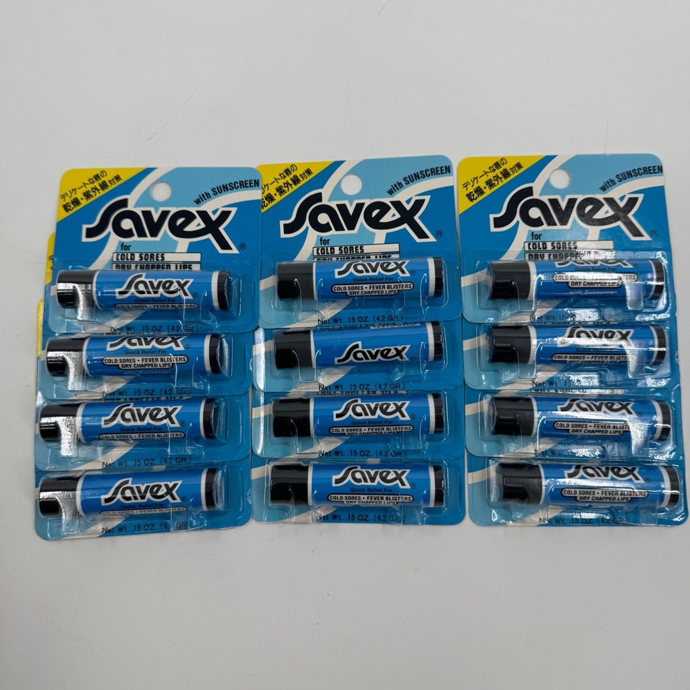 Savex Lip Stick 4.2g [Genuine] Japan Lip Balm 12 Pack .15oz Blue Cold Sore UV